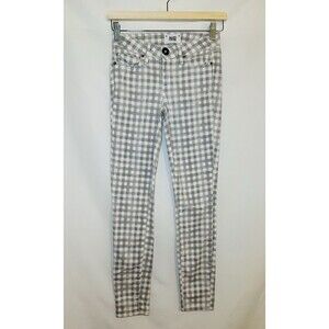 PAIGE Gingham Plaid Gray‎ White Verdugo Ankle Skinny Jeans Women's 25